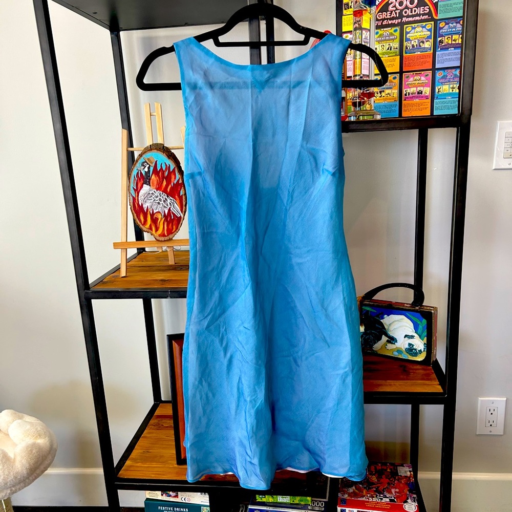 Vintage 90s blue flowy fairy iridescent mini dress size 6